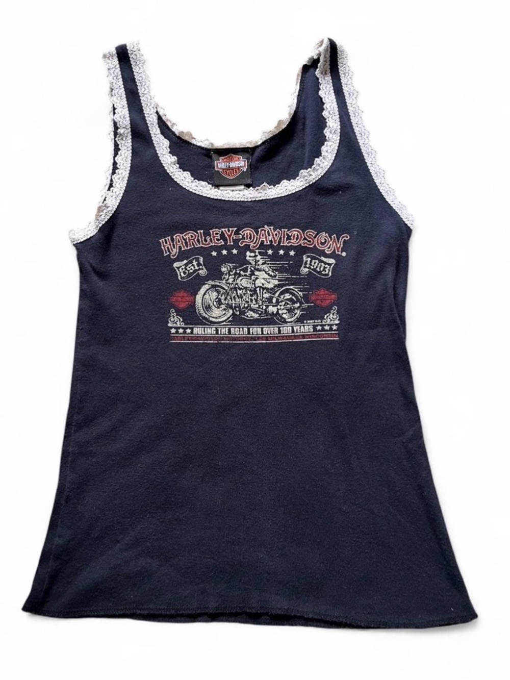 Harley-Davidson Women’s Black Lace-Trim Tank Top